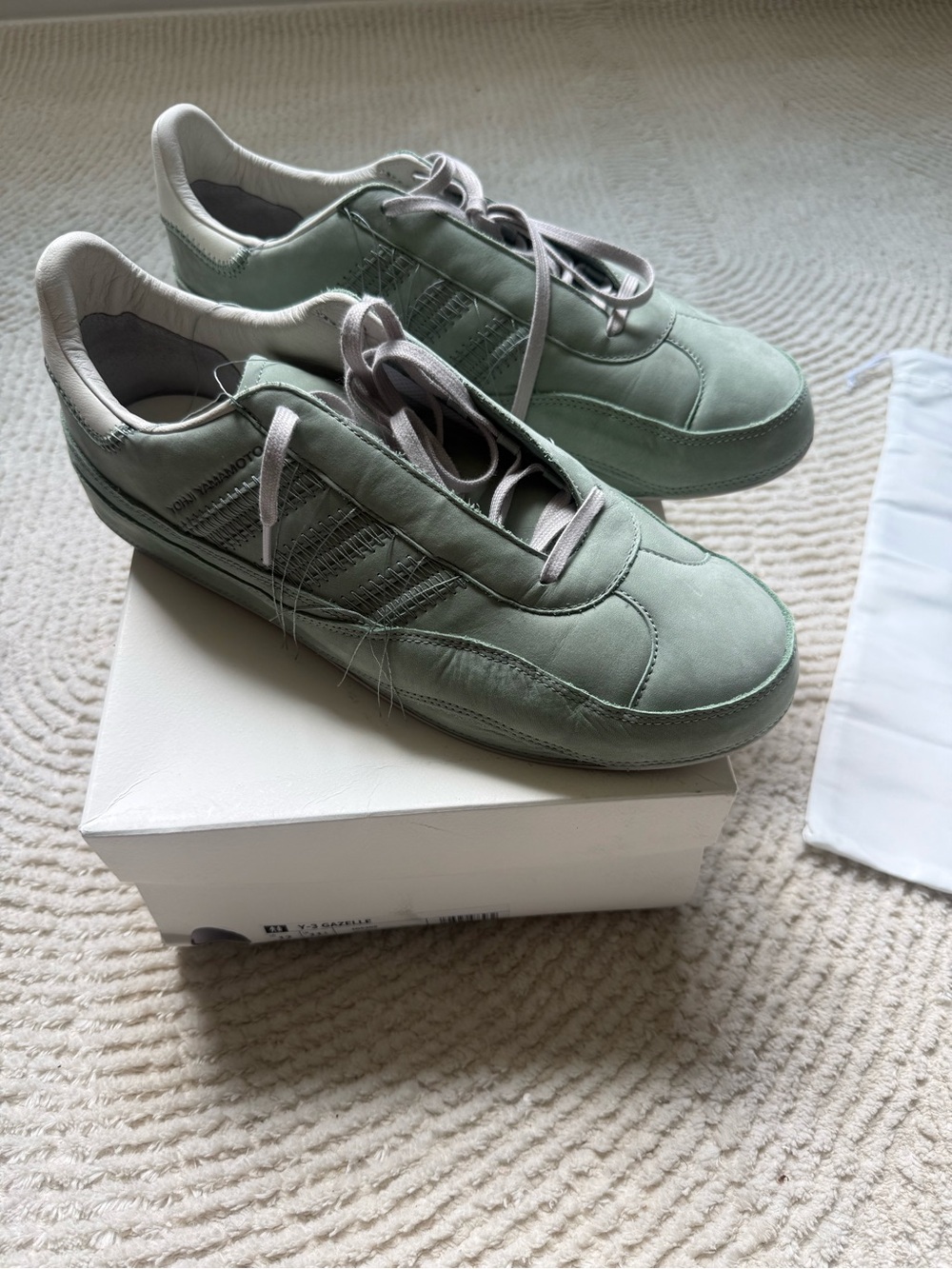 Y-3 Men’s Olive Green Suede Low-Top Sneakers